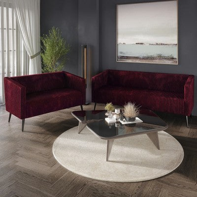 ChaletPosh Velvet Set Of 2 Sofa Set