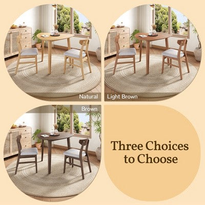 3-Piece Modern Dining Table Set, Triangular Side Table & 2 Curved Wood Chairs for Small Living Room Kitchen Studio - ModernLuxe