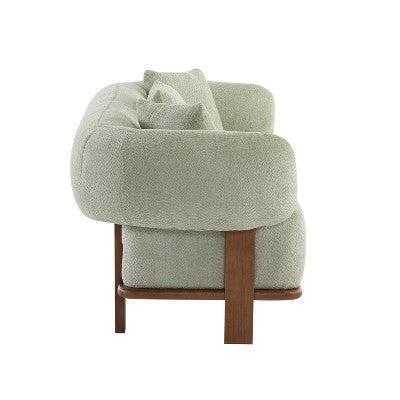 Christopher Knight Home Tadg 82 Rubberwood Boucle Upholstered 3 Seater Curved Sofa with Pillows (Set of 2)