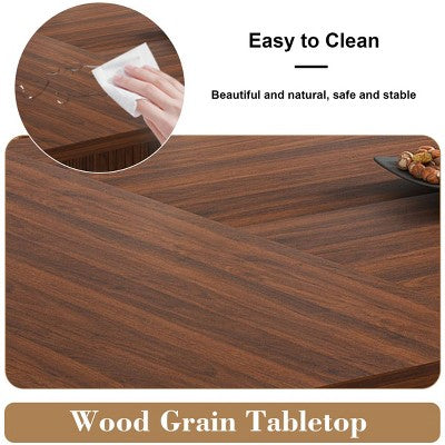 Modern Rustic Dining Set with 78 Rectangular Storage-Base Table and 4 PU Cushioned Chairs for Kitchen and Dining Room-Panipeachy