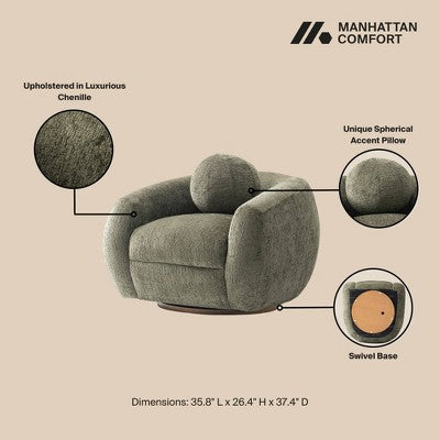 Manhattan Comfort 3pc Tribeca Chenille Upholstered 85.8 Sofa and 2 Accent Chairs