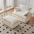 GDFStudio Arden Modern Convertible Corduroy Upholstered Chair with Ottoman