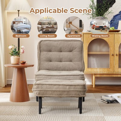 Bestier Accent Chair with Adjustable Backrest, Tufted Lounge Chair with Ottoman Set, Upholstered Reclining Chair for Reading Room