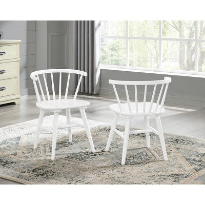 Alwynn White and Natural Wood 7-piece Dining Set, Dining Table with 6 Windsor Chairs