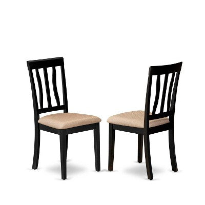 Dining Set - 5 Piece Round Table & 4 Linen Chairs - 42x42 Inch Black Kitchen Set