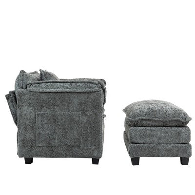 GDFStudio Dorine Modern Boucle Upholstered Oversized Sofa with Ottoman