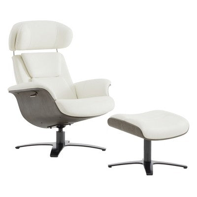 Spruce&Spring Swivel Recliner Chair Set Accent Chair with Ottoman and Adjustable Headrest
