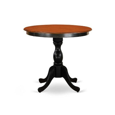 3-Piece Black and Cherry Finish Solid Wood Top-Dining Room Set with High Back-Seats 4