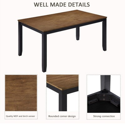 GDFStudio Callan Farmhouse Wood Upholstered 6 Piece Dining Set with Bench