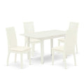 5-Piece Linen White Finish Solid Wood Top - Rectangular Dining Room Set - Seats 4