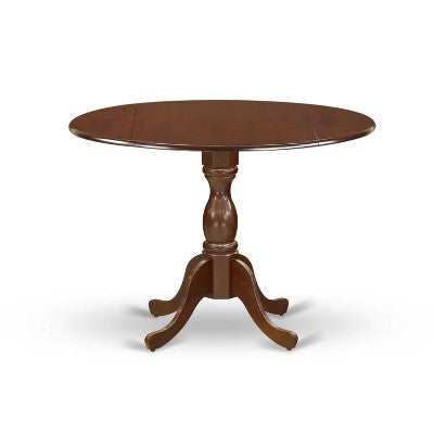 5-Piece Mahogany Finish Solid Wood Top Dining table with 4-Chairs with Drop Leaf