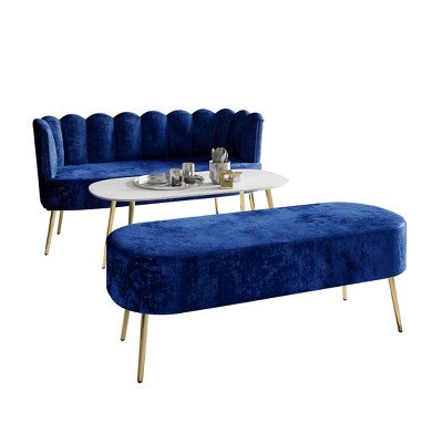 ChaletPosh Velvet Sofa with Bench And Coffee Table