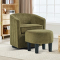 Bestier Swivel Accent Chair with Ottoman Set, Barrel Club Chair with Simple Line Design for Living Room Bedroom, Round Reading Chair