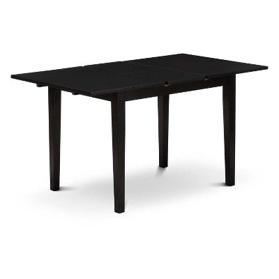 HomeStock 3-Piece Black Finish Rectangular Solid Wood Top with Butterfly Leaf Dining Table Set