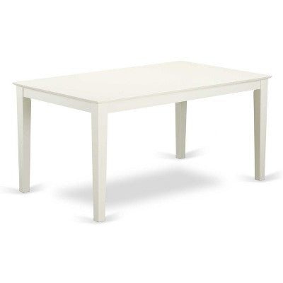 HomeStock 7-Piece Rectangle Linen White Finish Solid Wood Top Dining Table with 6 Chairs