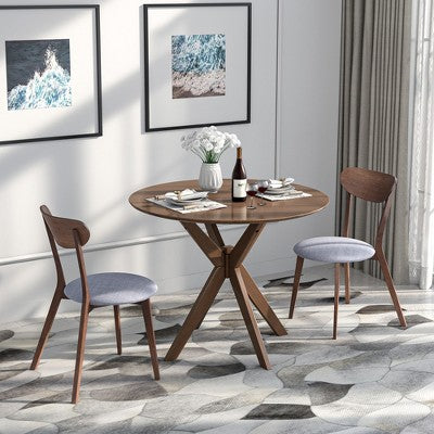 Costway 3 PCS Dining Table Set Modern Round Kitchen Table and Chairs Set for Dining Room