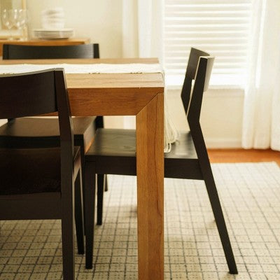 Plank+Beam 72 Modern Solid Wood Dining Table Set, Black Wirebrush, + 6 Chairs
