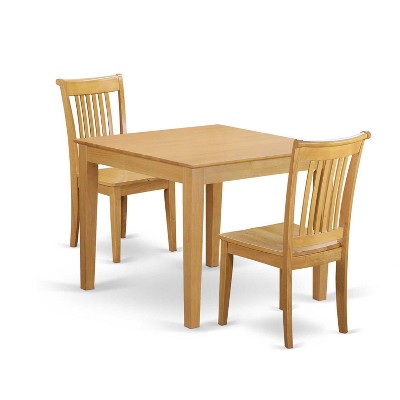 Dinette Set 3 Piece - Table & 2 Chairs - Wood Dining Set - Nordic Style - Oak Finish