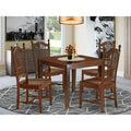 HomeStock Belmont 5Pc Square 36 Dinner Table And Four Wood Seat Kitchen Chairs, Mahogany