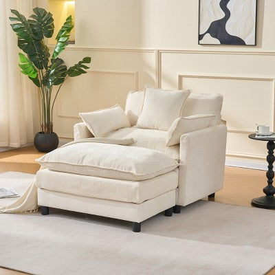 GDFStudio Lewis 39.4 Modern Chenille Upholstered Accent Chair with Ottoman