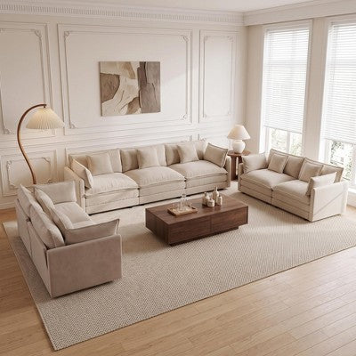 GDFStudio Kelsen Mid-century Modern 3 Piece Chenille Upholstered Sofa Set with Pillows