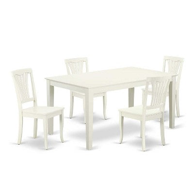 Rectangular Dining Set 5Pc 60 Inch Table with 4 Chairs - Modern Farmhouse Style
