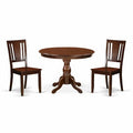 3-Piece Mahogany Finish Solid Wood Top - Dining Room Set - Seats 4