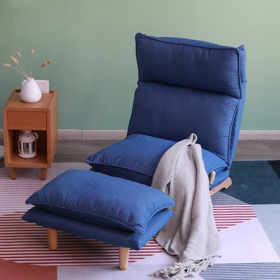 GDFStudio Quentin 2 Piece Modern Foldable Floor Chair, Upholstered Reclining with Ottoman