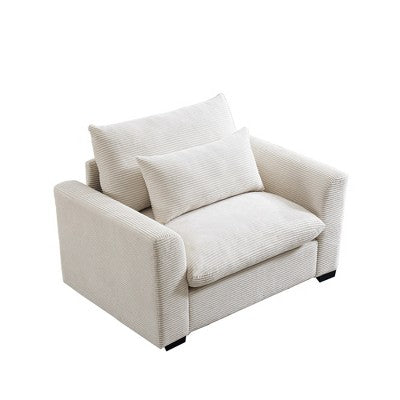 Modern Corduroy Upholstered Accent Chair Armchair with Storage Ottoman, Comfortable Lounge Chair for Living Room or Bedroom - HABITRIO