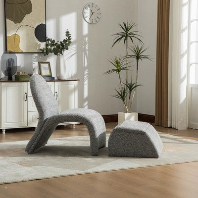 GDFStudio Amelia Modern Chenille Upholstered Armless Chair with Storage Ottoman