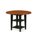 Dinette Set 5 Piece Round Table & Chairs - Black Cherry Finish - Home Kitchen Dining Room Set