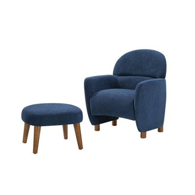 GDFStudio Leisure Fabric Upholstered Chair with Ottoman