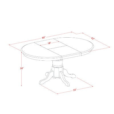 HomeStock 5-Piece Oval Buttermilk & Cherry Finish Solid Wood Top Dining table with 4 Chairs with Slat Back