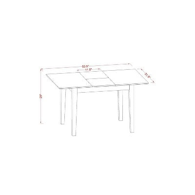 HomeStock 3-Pc Black Finish Rectangular Solid Wood Top with Butterfly Leaf Dining Table Set