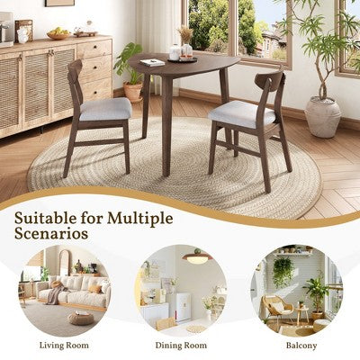 3-Piece Modern Dining Table Set, Triangular Side Table & 2 Curved Wood Chairs for Small Living Room Kitchen Studio - ModernLuxe