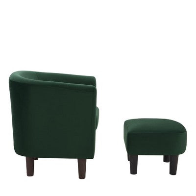 Velvet Accent Chair with Ottoman, Modern Barrel Chair Armchair for Living Room, Bedroom
