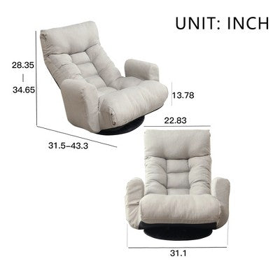 GDFStudio Sorrel Modern 360 Swivel Linen Upholstered Chair with Adjustable Backrest and Ottoman