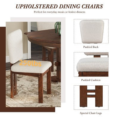 ModernLuxe 6 Piece Extendable Dining Table Set for 6, Traditional Dining Set Kitchen Table Set with 4 Upholstered Dining Chair & Bench, Espresso+Beige