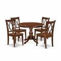 HomeStock 5-Piece Mahogany Finish Solid Wood Top Dining table with 4-Chairs