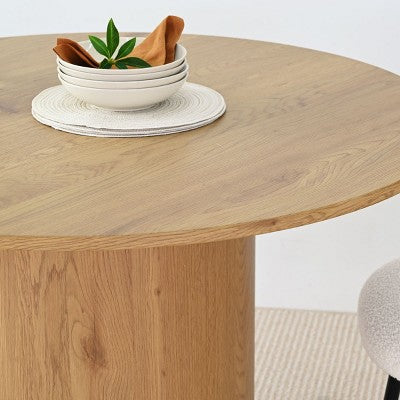 5-Piece Round Dining Table Set & 4 Upholstered Chairs, Modern Wood Pedestal Table Set for Kitchen, Breakfast Nook or Dining Room-Panipeachy