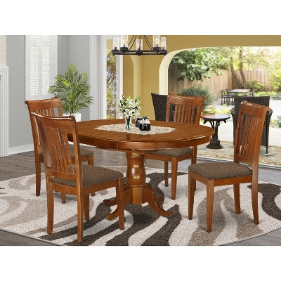 HomeStock Belmont 5-Piece Dining Table Set, Saddle Brown