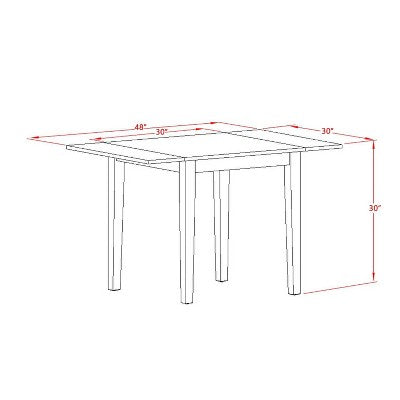3-Piece Black and Cherry Finish Solid Wood Top Dining Table Set