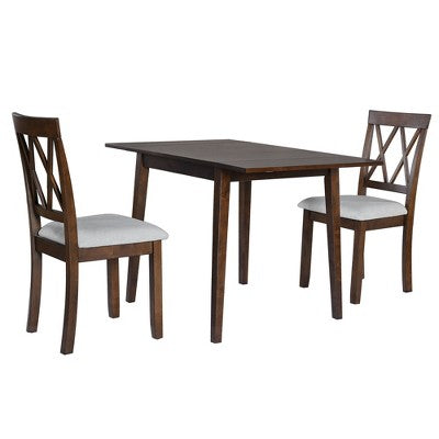 Merax 3-Piece Extendable Drop Leaf Dining Set with Upholstered Chairs