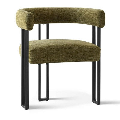 7-Piece Round Dining Table Set with 6 Upholstered Chenille Chairs, 52 Modern Pedestal Table with Metal Leg Dining Chairs for Kitchen-Panipeachy
