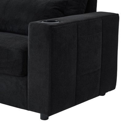 GDFStudio Roy Modern 42.5 Armchair Chaise Lounge Sofa with Movable Storage Ottoman and USB Ports