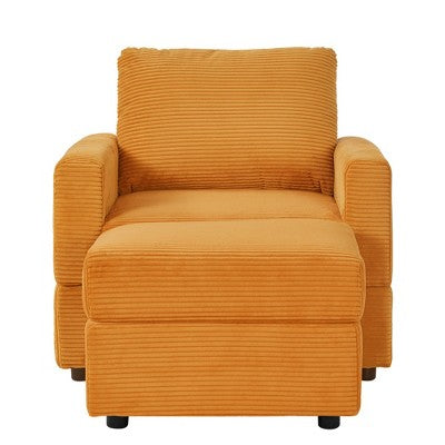 GDFStudio Warner Corduroy 32W Upholstered Accent Chair with Ottoman