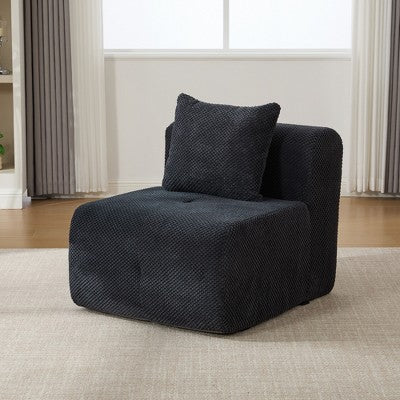 GDFStudio Solen Modern 31 Boneless Upholstered Tufted Accent Chair with Ottoman and Pillow