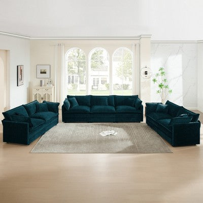 GDFStudio Kelsen Mid-century Modern 3 Piece Chenille Upholstered Sofa Set with Pillows