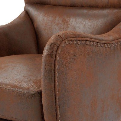 Vintage Accent Chair High-back Armchair Upholstered Lounge Chair Cozy Reading Chair with Ottoman, Classic Tufted & Nailhead Trim, Brown - ModernLuxe