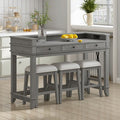 sumyeg TREXM 4-Piece Retro Dining Set with Kitchen Table 3 Chairs and 3 Storage Drawers